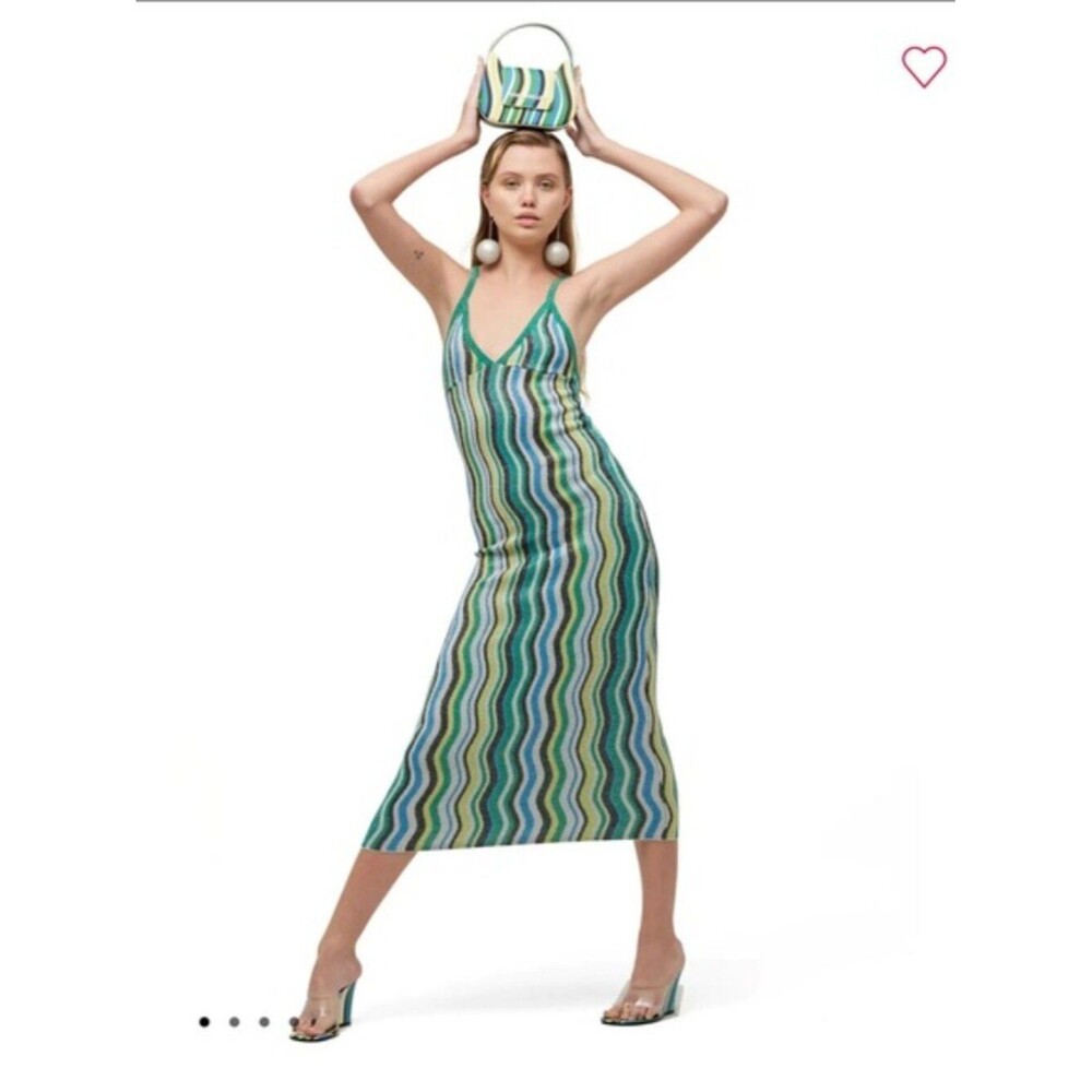 Simon Miller Comet Maxi Slip midi Sun Dress Dopamine Candy Swirl Stripe Party M